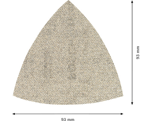 Dreieckiges Schleifpapier mit einer Kantenlänge von 93 Millimeter