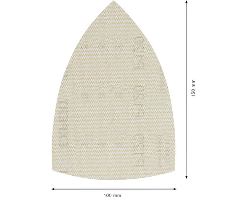 Papier abrasif triangulaire, 150 mm de long et 100 mm de large