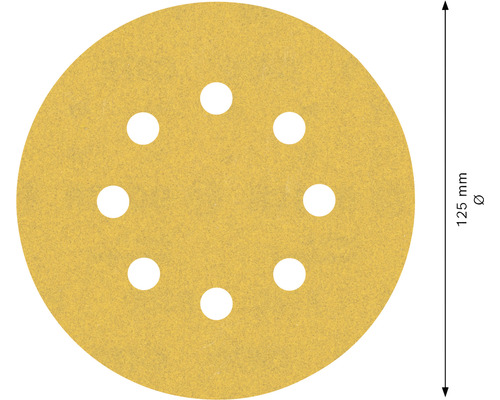 Schleifpapier mit einem Durchmesser von 125 Millimetern und Löchern