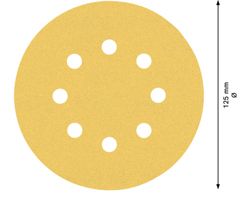 Schleifpapier mit einem Durchmesser von 125 Millimetern und Löchern