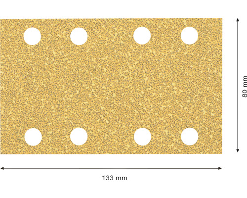 Schleifpapier mit acht Löchern, Größe 133 mm x 80 mm