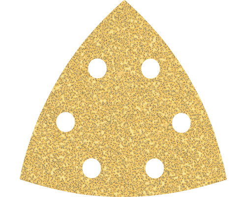 Feuille abrasive pour ponceuse triangulaire delta Bosch Expert for Wood and Paint, 93x93x93 mm, grain 40, 6 trous, 50 pces