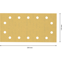 Schleifblatt für Schwingschleifer Bosch, 115x230mm, Korn 180, 14-Loch, 50 Stück