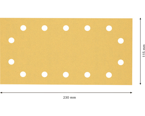 Papier abrasif perforé, dimensions 230 mm x 115 mm
