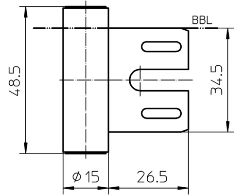 Technische Zeichnung mit Maßangaben des Produkts