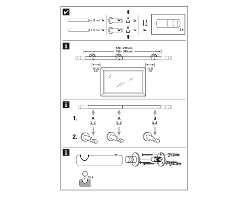 Instructions de montage pour une tringle à rideau de douche