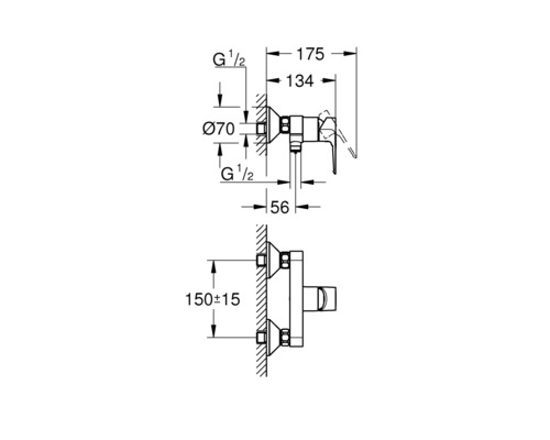 Schéma technique d''un robinet avec dimensions
