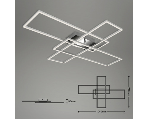 Plafonnier LED avec design géométrique et indications de dimension