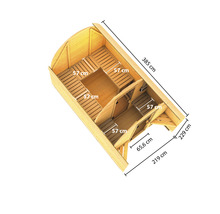 Sauna tonneau Karibu Fassy 3 avec poêle 9 kW et commande externe avec porte entièrement vitrée en verre transparent-thumb-1