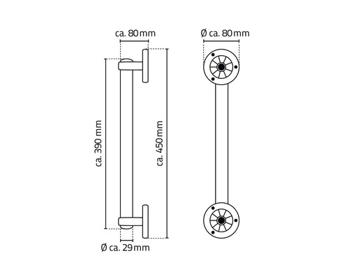Schéma technique d''un porte-serviettes avec dimensions