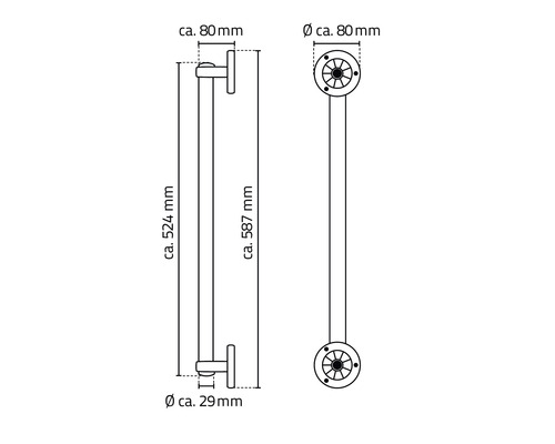 Dessin technique d''une poignée de porte avec dimensions