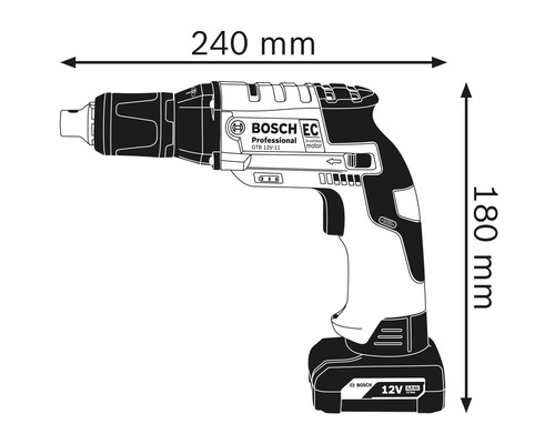 Abbildung eines Schraubers mit Maßangaben: 240 Millimeter Länge und 180 Millimeter Höhe