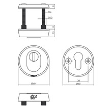 Dessin technique d''une garniture de porte avec dimensions