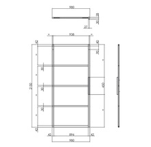 Porte coulissante Intersteel kit complet Cubo Basic -Top noir avec verre de sécurité trempé satiné 98x215 cm avec vantail de porte, ferrure pour porte coulissante Basic et kit de poignée-thumb-5