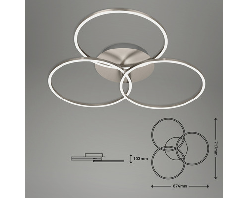 Deckenleuchte mit drei Ringen und Maßangaben