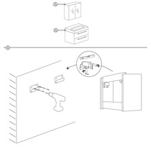 Instructions pour le montage d''un meuble sous-lavabo et d''une armoire de toilette