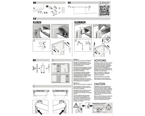 Anleitung zur Montage eines Rollos mit Kleben und Klemmen