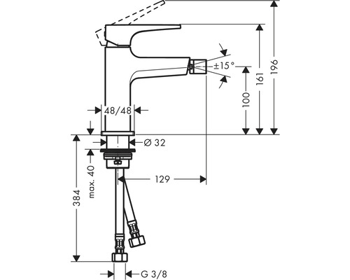 Schéma technique d''un robinet avec dimensions