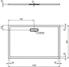 Dessin technique d''un receveur de douche avec dimensions