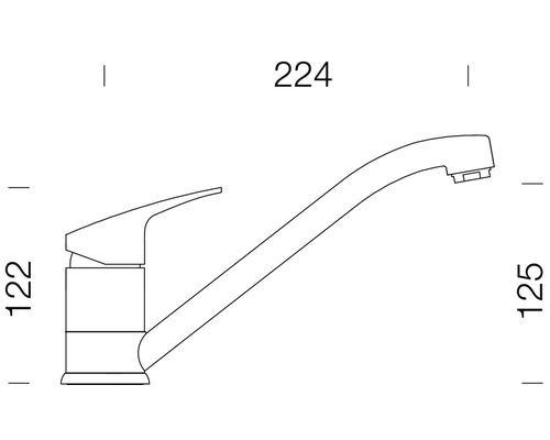 Dessin d''un robinet de cuisine avec dimensions
