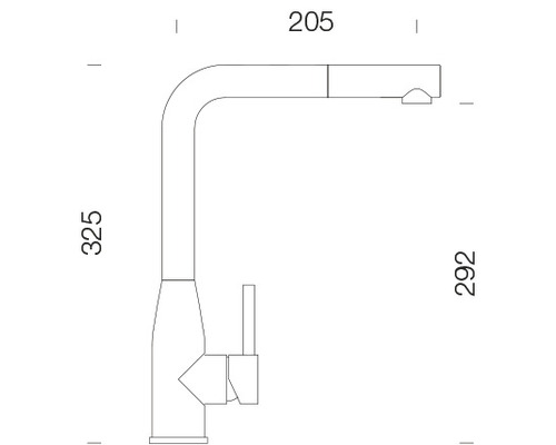 Dessin d''un robinet de cuisine avec des dimensions
