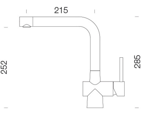 Dessin technique d''un robinet de cuisine avec dimensions