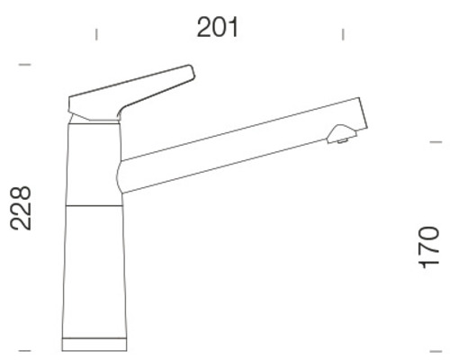 Schéma technique d''un robinet avec dimensions.