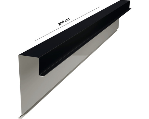 Profil de bord de toit en métal d''une longueur de 200 centimètres.
