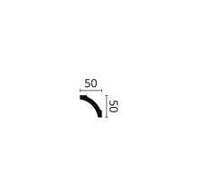 Zeichnung eines Eckprofils mit den Maßen 50 x 50 Millimeter.