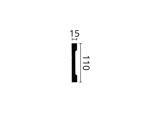 Abmessungen einer Sockelleiste, 15 x 110 Millimeter
