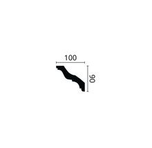 Abmessungen eines Zierprofils: 100 mal 90 Millimeter.