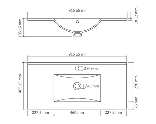 Dessin d''un lavabo avec cotes.