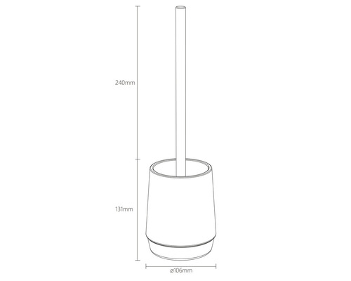 Technische Zeichnung einer WC-Garnitur mit den Maßangaben Höhe 240 mm und Durchmesser 106 mm.