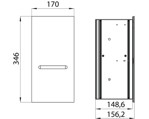 Schéma technique d''une armoire de salle de bains avec dimensions