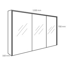 Armoire de toilette Differnz Providence 120 x 16 x 70 cm blanc 3 portes