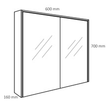 Armoire de toilette Differnz Providence 60 x 16 x 70 cm blanc 2 portes