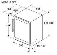 Dimensions du réfrigérateur à vin en millimètres