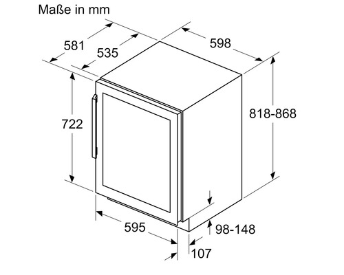 Dimensions du réfrigérateur à vin en millimètres