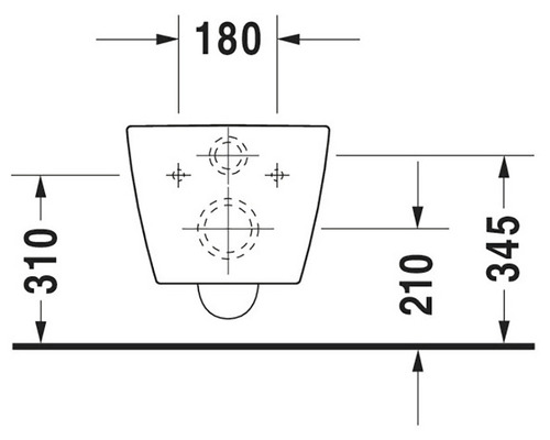 Technische Zeichnung eines Wand-WCs mit Maßangaben