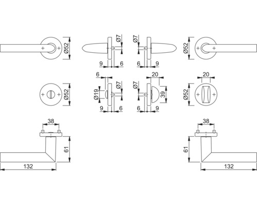 Schéma technique d''une garniture de porte avec indications de mesure