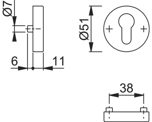 Dessin technique d''une garniture de porte avec indications de dimension