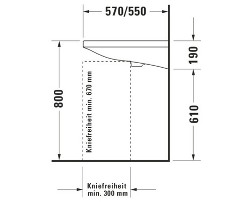 Schéma technique d''un lavabo avec dimensions
