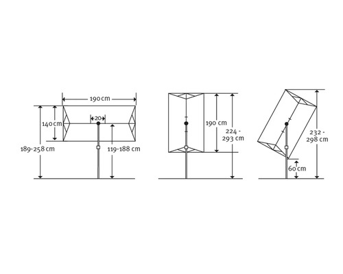 Dessin technique avec les dimensions d''un voile d''ombrage.