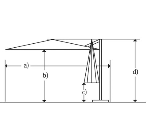 Schéma d''un parasol avec dimensions