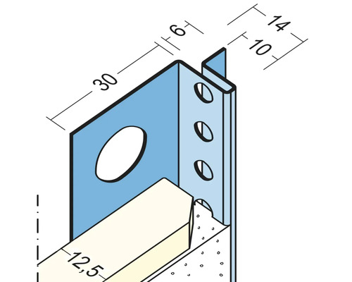 Illustration eines Metallprofils mit Maßangaben