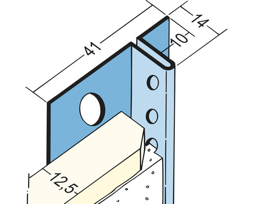Illustration eines Metallwinkelprofils mit Maßangaben