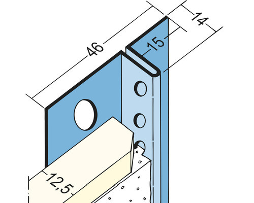 Technische Zeichnung eines Winkelprofils mit Maßangaben