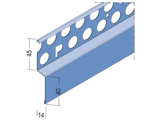 Profilé d''enduit avec dimensions 45, 40 et 14