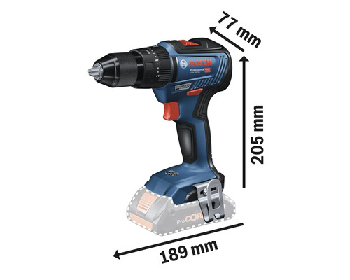 Visseuse-perceuse sans fil Bosch avec dimensions