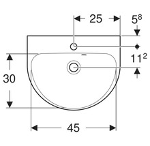 Dessin technique d''un lavabo avec dimensions